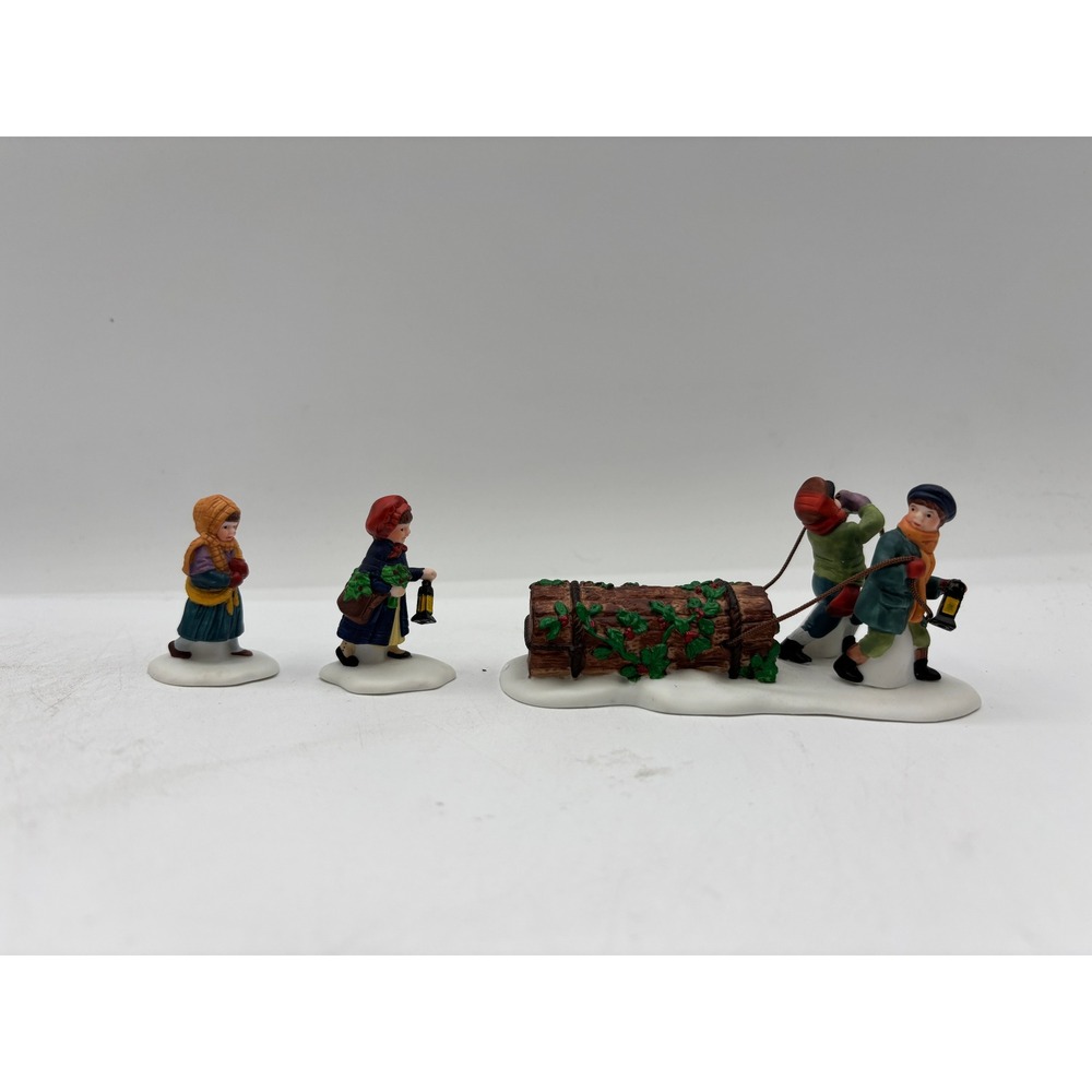 Department 56 1991 Vintage HVC Bringing Home the Yule Log Set of 3 5558-1 EUC
